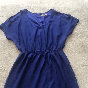 Royal blue cold shoulder dress